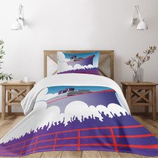 Large Ship with Harbor People Bedspread Set