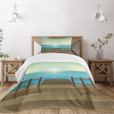 Doodle Landsape Port and Sea Bedspread Set