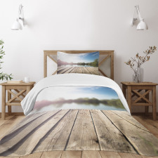 Grunge Wood Pier Blurred Photo Bedspread Set