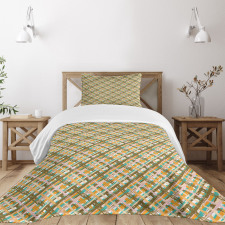 Crossed Brushstroke Lines Bedspread Set