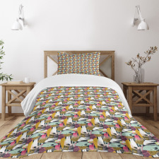 Contemporary Strokes Dots Bedspread Set