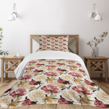 Watercolor Roses Peonies Bedspread Set