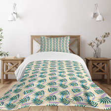 Exotic Leaves Wavy Stripes Bedspread Set