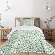 Forest and Deer with Heart Bedspread Set