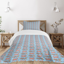 Crab and Fish Pattern Sketch Bedspread Set