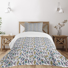 Vivid Feathers Doodle Hippie Bedspread Set