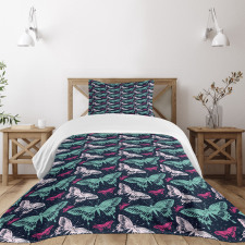 Vivid Butterfly Pattern Bedspread Set