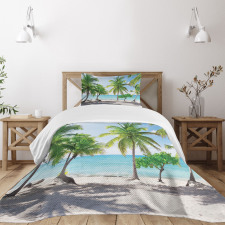 Palm Trees Island Shore Bedspread Set