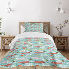 Cold Seasonal Concept Words Bedspread Set