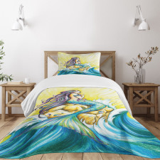 Fantasy Woman on Rock Bedspread Set