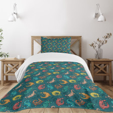 Bohemian Colorful Lizards Bedspread Set