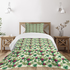 Exotic Foliage and Hibiscus Bedspread Set