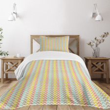 Herringbone Colorful Lines Bedspread Set