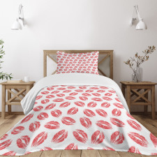 Woman Lipstick Lips Print Bedspread Set