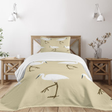 Leg Standing Heron Birds Bedspread Set