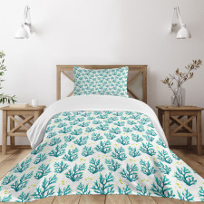 Corals and Fish Silhouette Bedspread Set