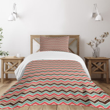 Grunge Retro Zigzags Bedspread Set