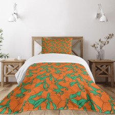 Cartoon Overlap Mandarins Bedspread Set