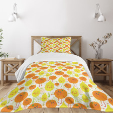 Cheerful Lemon and Orange Bedspread Set