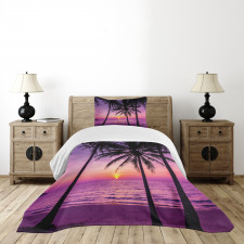 Palms Silhouette Purple Bedspread Set