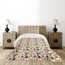 Sketchy Painted Foods Bedspread Set