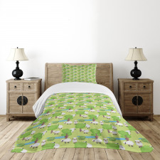 Cartoon Sheep in Forest Bedspread Set