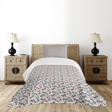 Insect and Tiny Flowers Bedspread Set
