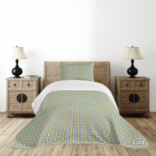 Tile Like Vintage Motif Bedspread Set