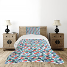 Colorful Cartoonish Piranha Bedspread Set