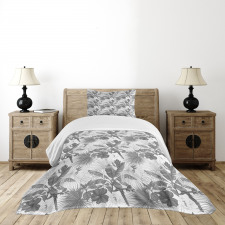 Monochrome Exotic Parrot Bedspread Set