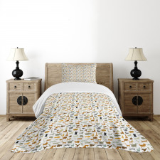 Various Breed Dog Silhouettes Bedspread Set