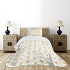 Cosmee and Zinnia Flowers Bedspread Set