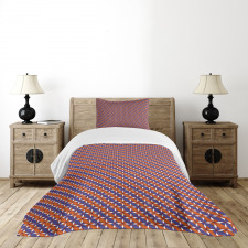 Bicolour Floral Grid Bedspread Set