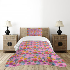 Colorful Roses Bedspread Set