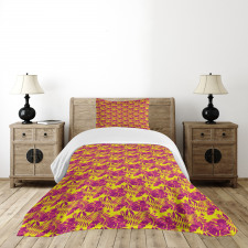 Modern Vibrant Tropic Leaves Bedspread Set