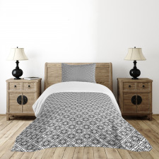 Monochrome Outline Flowers Bedspread Set