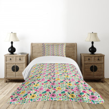 Doodle Peonies Berries Leaves Bedspread Set