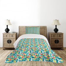 Energetic Kitten Bedspread Set