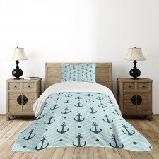 Zigzag Chevron Anchors Bedspread Set