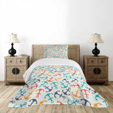 Anchor Shape in Lines Bedspread Set