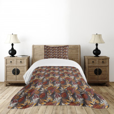 Tropic Leaves in Earth Tones Bedspread Set