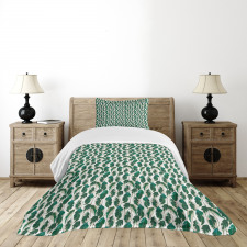 Tropic Forest Leaf Motif Bedspread Set