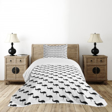 Monotone Animal Silhouettes Bedspread Set