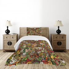 Doodle Style Art Bingo Bedspread Set