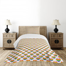 Heart Aquarelle Theme Bedspread Set