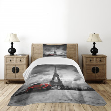 French Car Dark Clouds Bedspread Set