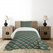 Tropical Monstera Flowers Bedspread Set