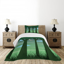 Dreamy Forest at Night Bedspread Set