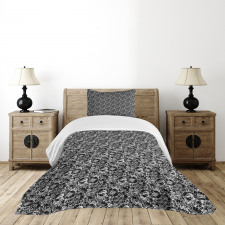 Monochrome Peonies Bedspread Set