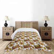 Chickens in Baskets Bedspread Set